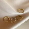Cluster Rings Modyle Boho Gold Color Set For Women Vintage Geometric Cross Pearl Zircon Chain Finger Female Trendy Jewelry Gift