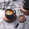 Tazze piattini da caffè in ceramica scandinava e bicchieri creativi Phnom Penh nero opaco per espresso