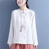 Ethnic Clothing 2023 Chinese Vintage Cotton Linen Hanfu Blouse Improved Loose Retro Zen Traditional Service