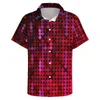 Chemises décontractées pour hommes Red Disco Ball Beach Shirt Rose Sequin Print Hawaiian Man Nouveauté Blouses À Manches Courtes Top Graphique Plus La Taille 4XL