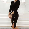 Robes décontractées Fashion Soild Women Long Mini Dress Knit Color Sleeve Women's