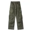 Men s Pants Spring Cargo pants Rice White Multi pockets Overalls Harajuku stays Men Loose Casual Trousers Straight Mopping 230718
