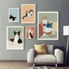 Leinwand Malerei Lustige Katze Form Lesen Drucke Smoking Wein Nette Katze Liebhaber Poster Wand Kunst Bilder Für Wohnzimmer Küche wohnkultur w06