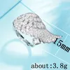 Cluster Rings Shiny Wing Party Ring For Women Micro Paved CZ Feather With A Square Zircon Freedom Romantic Finger Trendy Jewelry