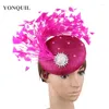 Bérets belle 4 couches plume femmes fascinateurs chapeau Vintage Cocktail casque élégant dames mariage Fedora chapeaux bandeau