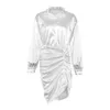 Robes décontractées robe chemise blanche à manches longues femmes bouton à une rangée Sexy taille Wrap hanche Dess femme plissée irrégulière Mini