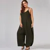 Vrouwen Jumpsuits Rompertjes Vrouwen Zomer Effen Kleur Jumpsuits Enkellange Playsuit Sexy V-hals Mouwloze Jumpsuits Vrouwelijke Casual Losse Rompertjes Maat S-5XL 230717