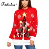 Kadın Sweaters Fitshinling Mektubu Noel Çirkin Sweater Kadın Moda Kış Çekme Femme Snowflake Kırmızı Jumper Tops 2022 Külkü Satışı L230718