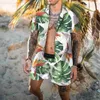 Agasalhos masculinos, terno de manga curta, camisa Aloha e vestido de praia casual estampado de verão, top de duas peças 230718