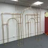 Arco de casamento de ouro brilhante Suporte de exibição de flor artificial Palco de festa Corredor de boas-vindas Porta Cenários Rack de balões de aniversário