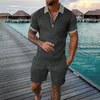 Polos de los hombres Camisas de polo de los hombres hawaianos Cremallera Turn Down Collar Camiseta de manga corta Camiseta Vacaciones Vacaciones Viajes Playa HomeWear Tops masculinos 230717