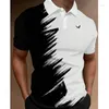 Hommes Polos Mode Polo Shirt 3d Noir Et Blanc Imprimé Lâche Blouses Surdimensionnées Vêtements D'été Décontracté Manches Courtes