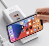 65W 4 portas USB Charger Quick Charge 3.0 Fast PD Charger Adapter Station TYPE-C 3A QC3.0 Super Smart Phone PD65W UK US Charger Holder for iPhone Ipad Apple Samsung with box