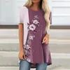 Women's Blouses Fashion Tee Top Comfy Mid-Length Quick Drying Women Floral Theme Printed Pullover Shirt Dressing Up