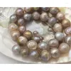 قلادة قلادة طبيعية للمياه العذبة المستزرعة النووية متعددة الألوان Edison Pearl Beads 12-13mm Nelace 18 "؛