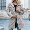 Giacche da donna Autunno Inverno Vita con cappuccio Tuta antipioggia Cerniera Impermeabile da donna Cappotto da alpinismo all'aperto Abbigliamento Donna Jaqueta