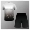 Fatos masculinos moda masculina verão manga curta t-shirt conjunto moda duas peças rua praia manga curta impressão 3d 230717