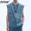 Men's Tank Tops PFNW Spring Summer High Street Denim Double Layer V neck Top Solid Color Handsome Loose Personality 28A2817 230718
