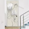 Adesivos de parede PVC Flores Geometria Adesivo para porta Moderno 3D Abstrato Linha Prata Papel de Parede Portas Brancas Poster Autoadesivo Decoração 230717
