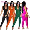 Kobiety Jumpsuits Rompers Adogirl Color Patchwork plisted kombinezon dla kobiet seksowne wycięte rękawe bez rękawów chude romer swobodny aktywny kombinezon 230717