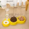 Gamelles pour chiens Mangeoires Autres fournitures pour animaux de compagnie Bol de nourriture pour animaux de compagnie 3 en 1 Distributeur automatique de nourriture pour chien et chat avec fontaine à eau Double bol à boire Bols à vaisselle surélevés x0717