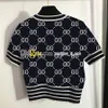 Luxury Women Jumpers Cropped Women t Shirt Short Sleeve Letter Jacquard Knitted Tops Shirts Woman Sweaters Tees knits