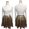 Skirts Women's Fashion High Waist Pleated Gold A-line Short Skirt Loose Sequin Skirts Party Pleated Skirt Night Club Dance Mini Skirt 230717