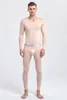 Męska bielizna termiczna Ultra-cienki jedwabny jedwabny jesienne ubrania dziewięciopunktowe kombinezon seksowne półprzezroczyste majtki