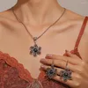 Conjunto de collar y pendientes, colgante de girasol hueco Vintage, joyería para mujer, boda, novia, elegante, regalo de fiesta de Navidad, venta al por mayor