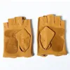 Fem fingrar handskar vinter äkta läder fingerlösa handskar för män svart halffinger gymträning fitness som kör äkta kohudhandskar damer handskar 230717