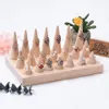 DDISPlayCreative Cone Rings Diy Jewely Display Solid Wood Personlig ring Displayhållare Träsmycken Display Idéer Stand3352