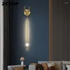 Applique murale moderne lumière tout cuivre LED longue décoration pour la maison chambre escaliers salon canapé fond éclairage