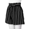 Shorts femininos elegantes barra listrada com babados amarração na cintura bolsa de papel curta roupa ativa casual shorts Athleisure 230718