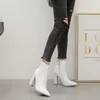 COMEMORE NEW SPRIST AUTURN BOOTSレディースシューズハイヒール冬の女性白い尖ったかかとの女性ドレスショートアンクルブーツ40 L230704