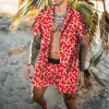 Heren Trainingspakken heren pak met korte mouwen Aloha shirt en zomer bedrukte casual strand tweedelige jurk top 230718