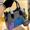 Mini Sacola de Compras Bolsas Tote Bolsas Femininas Clássico Estampado com Letras Padrão de Abóbora Cor Emenda Carteira Circular Couro Genuíno Couro Feminino Clutch Feminina