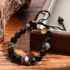 Pulseras con dijes, pulsera de piedra de ónix negro facetado de 10mm para mujeres y hombres, cadena de mano con cuentas naturales de cristal geométrico Vintage, joyería Bohemia