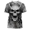 Men's T Shirts Printed Shirt Horror Skulls Art 3d Print Men T-shirts Summer Male O Collar Short Sleeve Loose Tops Tees Oversized 6xl