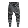 Jeans pour hommes Pantalons en denim pour hommes Coupe ample Lavage Dressing Stretch Lace-up Cargo For Party