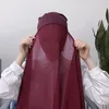Hijabs Muslim Women Chiffon Hijab With Cap Bonnet Instant Chiffon Hijab Pinles Shawl Head Scarf Under Scarf Caps Cover Headwrap 230717