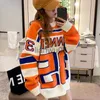 Women's Sweaters DUOFAN Orange Sweater Women 2022 Japanese Loose Outer Wear Hedging Green Thick Midlength Hedging Ladies Oversized Sweater Woman J230718