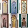 Wall Stickers White 3D Selfadhesive Door Sticker Art Arch Refurbish Poster Muslim Mosque of Mecca Cabinet Custom Mural For Home 230717