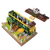 Blokken 1081 Pcs Mini Baksteen Trein Koffie Huis Bakstenen Blokken Cafe Hoek Street View Bouwstenen Speelgoed Voor Kinderen geschenken Speelgoed R230718