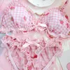 Sets Lolita vrouwen Leuke Aardbei Print Slipje Lingerie Japanse Meisje Bh Slips Ondergoed Vrouwen Bh en Panty Set 230717