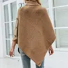 Kvinnors tröjor Fitshinling -knappar Vintage Sticked Poncho Winter Turtleneck Sweater Bohemian Solid Irregular Cape Femme Irregelar Shl New L230718