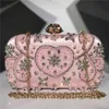 Evening Bags Satin Vintage Women Evening Bags Metal Flower Luxury Diamonds Clutch Black Color Rhinestones Chain Shoulder Handbags 230717