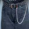 Ceintures mode ceinture pour femmes jean chaîne Punk rangée trou boucle ardillon en cuir Pu taille pantalon sangle femme