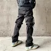 Men's Pants Black ASKYURSELF Workwear Casual Men Women High Quality Long Strap Button Multi Pocket ASK Trousers