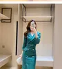 Abiti casual Summer Office Lady Elegante Blazer Dress Donna Sexy Slim Autunno Coreano con colletto dentellato Fessura Evening Party Midi 2023