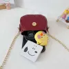 2024 neue Kinder Schulter Umhängetasche Mode PU Cartoon Niedlichen Taschen Farbe Passenden Stickerei Gewinde Kleine Quadratische Tasche Kette